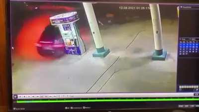 15yr old steals daddy&rsquo;s Tesla and takes an uphill leap at a gas station, while drinking.