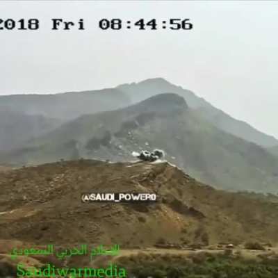 Saudi forces target a Houthi position with 3-4 Houthis with a shell in Yemen - Saada 2018
