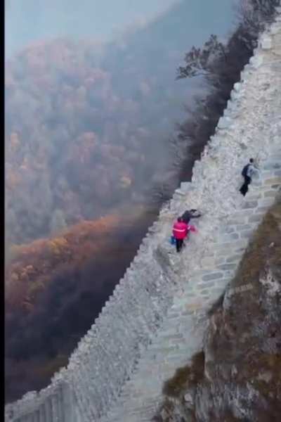 The Jiankou section is the steepest and most dangerous part of the Great Wall of China