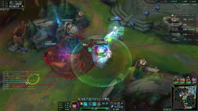 What happens when top 2 healing supports go bot lane together against a 600 stacks nasus at 20 min