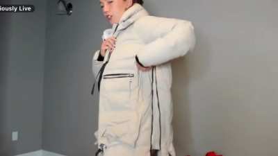 Amazon Live modeling a jacket