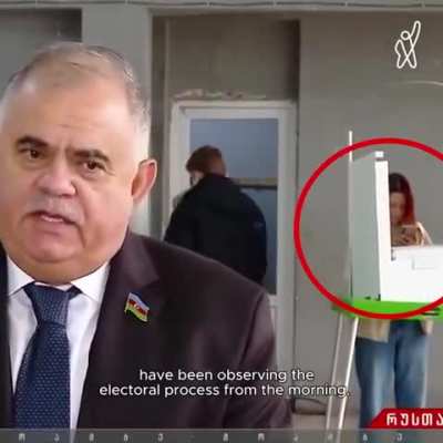 Arzu Nağıyev, leading the Azerbaijani parliament&rsquo;s observer mission has claimed there are no violations in Georgia&rsquo;s election, as a voter took a photo of their ballot behind him. Photographing inside a voting booth is prohibited.