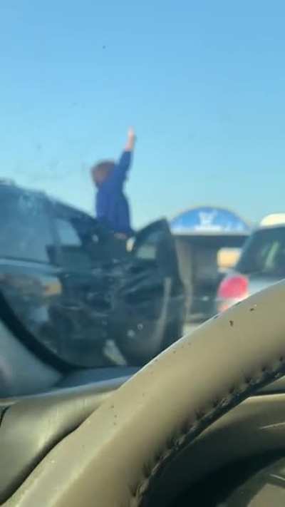 This looks like Michael Jackson after his court appearance. Except it&rsquo;s a random dude in a Walmart parking lot