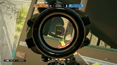 Saw this angle in a CoconutBrah Video, when the site is armory/archives, use the arrow to line up a shot on the door which may kill someone holding the sandwich half wall.