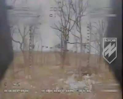 Footage showing Ukrainian FPV pilots of the National Guard "Azov" brigade attacking Russian soldiers.
