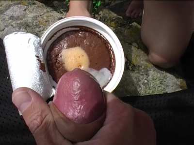 Spoon-fed Cum Pudding. Public Cum Slut