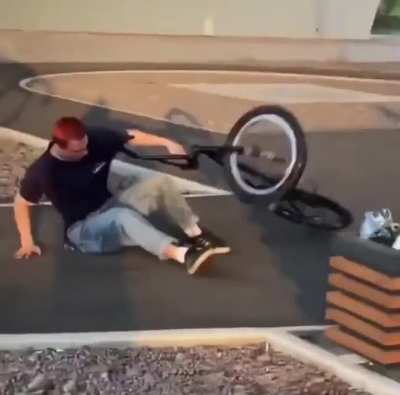 Riding a bike down a huge stair set with no helmet&hellip;
