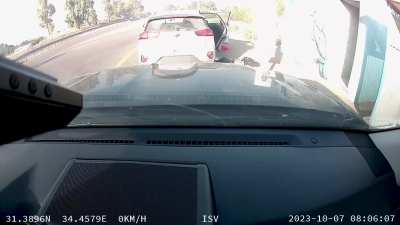 Dashcam video of Hamas attacking civilians in a bomb shelter