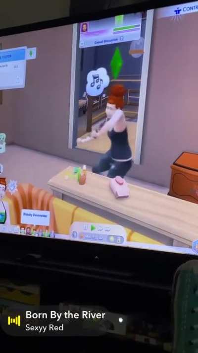 My sim being too excited that she&rsquo;s not pregnant anymore lol