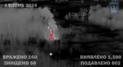 Ukrainian Drone Strikes at various Russian Targets + EW Drone Intercepts. By &laquo;Magyar's Birds&raquo; Drone Unit. Ukraine, Krynky Area, Month of April, 2024.