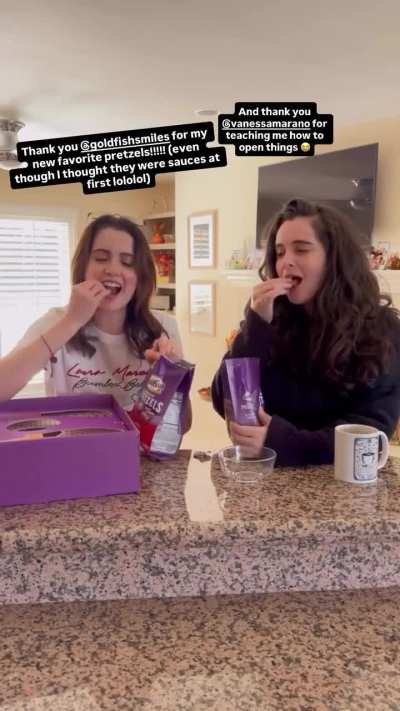 Laura Gets Adorable Eating Goldfish Pretzels. [IG Story 3/24/26]