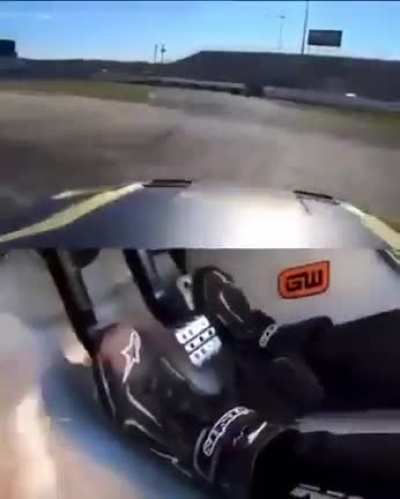 Angle showing pedal control to perform a drift.
