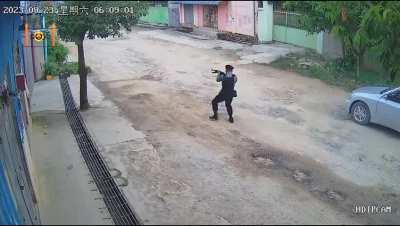 Police in Myanmar accidentally shot his buddy while trying to shoot a car thief. 