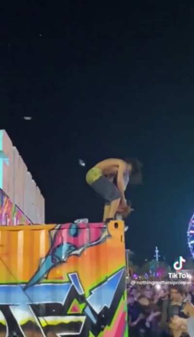 Guy at a festival who thinks he&rsquo;s the main character gets pummeled with trash.
