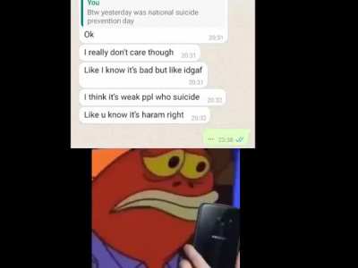 i told my cousin that it was national suicide prevention day, This is how she responded