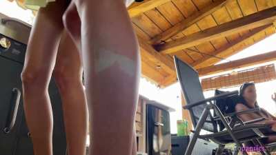 My neighbor&acute;s BBQ Party with her girls in short skirts, summer dresses, obvious panties and also no panties under.. No hidden cam, they know there are cameras and where they positioned.. and they just don&acute;t care as you would see..