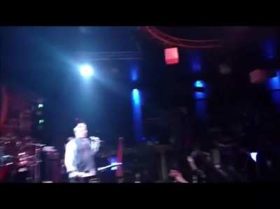 John Lydon of the Sex Pistols receiving a welcome from Chile
