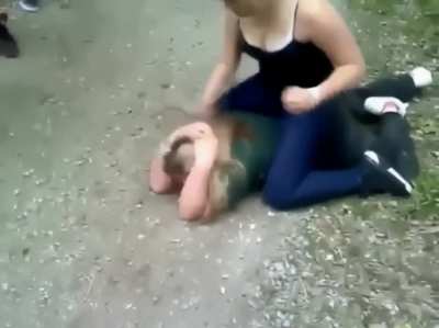 amber dominated sarah - "I can't get up. her fat ass is on me"