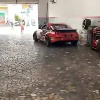 Drifting inside the garage