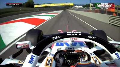 FP2: Perez tags R&auml;ikk&ouml;nen when driving out of the pit lane