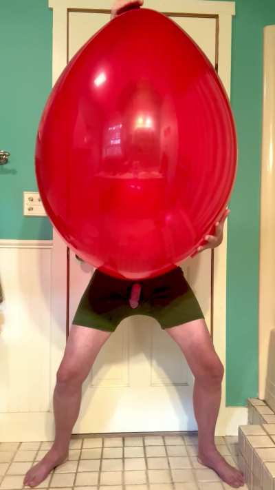 Feeling the tight latex of this big balloon brushing my cock makes me moan &amp;amp; drip precum! 🤤