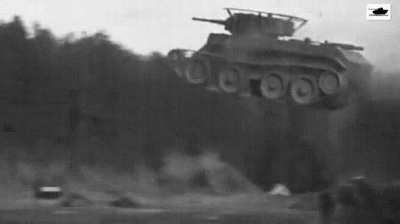 Jumping into the water, with a tank