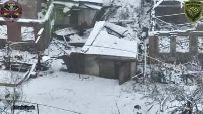 FPV drone hits russians in a garage. 110th Brigade. Avdiivka, 2024.