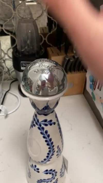 This Tequila bottle has a metal cap that when hit correctly it sounds like a bell.