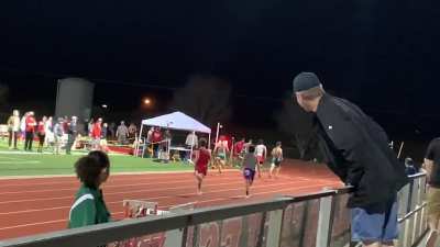 I ran my first track race ever last night... i&rsquo;m in red.