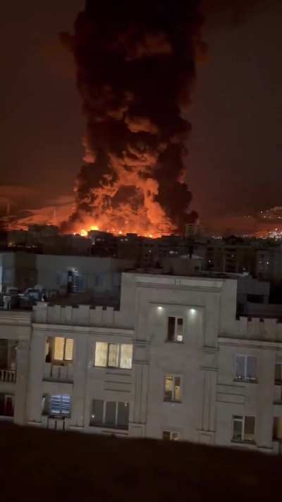 Aftermath of US-ISR strikes on Aqdasiyeh oil depot, northeastern Tehran