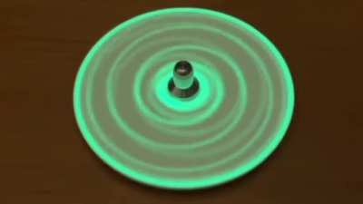 Using a laser pointer on this spinning top wheel