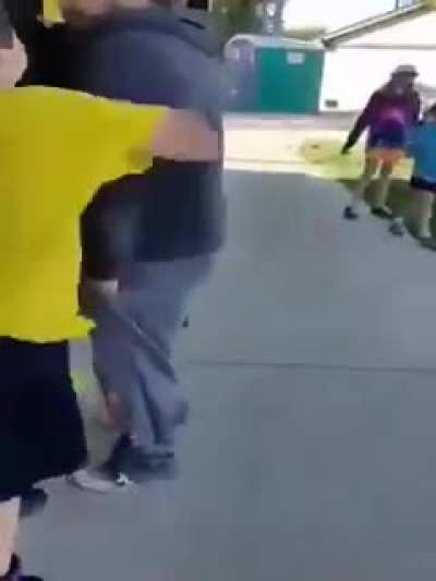 Kid repeatedly punches adult