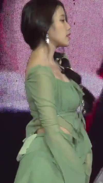 Green dress.