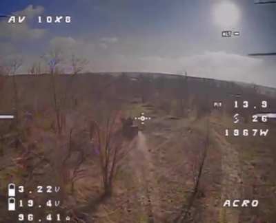 A drone pilot of the "Mich Team" unit strikes a Russian soldier mid-air while he jumps his ATV over a large ditch. Published February 7, 2026