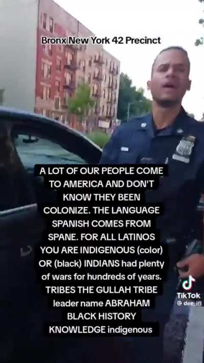 Afro-American man harasses a Dominican police officer and tries to give him a "history" lesson.