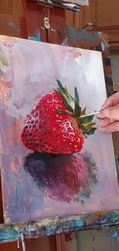 I'm giving this strawberry painting away on Instagram!