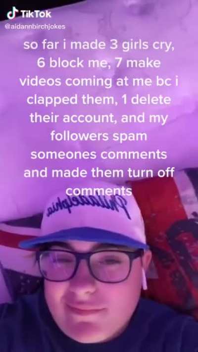 Boys on tiktok are doing this trend where they break as many girls hearts because Will Smith's wife cheated on him. So they wanted 'revenge' and they try to hurt every girl because what one girl did. This is disgusting. How can you be proud if this?