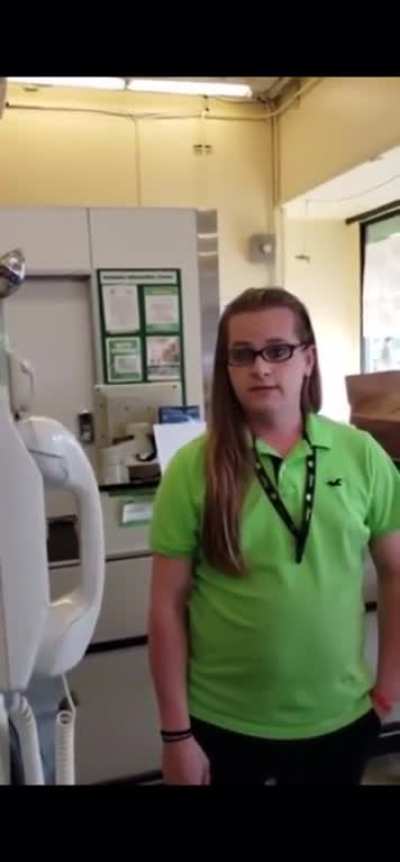 Man threatened with mace for not leaving his bag at the front of the store.