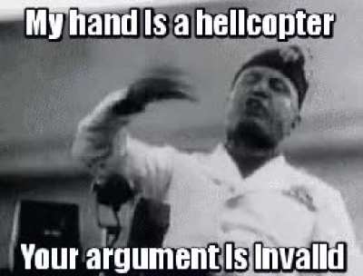 Dear liberals, you claim fascism was bad, yet my hand is a helicopter. Curious.