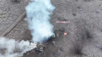 Ukrainian drones finish off multiple Russian tanks and BMP&rsquo;s after a failed assault on Heorhiivka, Donetsk oblast.