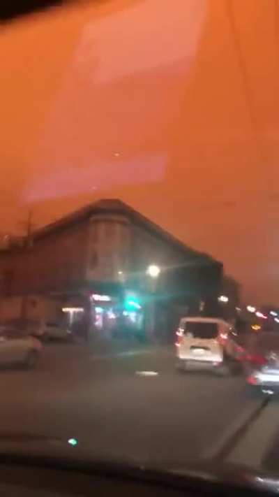 Thank you Pyro from Team Fortress Two (San Francisco is orange because of the fires, it&rsquo;s 8:40 am)