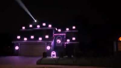 Halloween lights synched to metal. Wait 'till the vocalist joins.