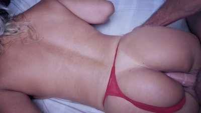 Amateur Anal Cum On Red Thong