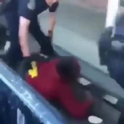 Police using tasers to try and get him to "stay down"