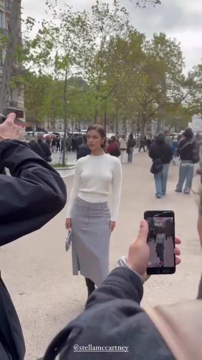 "Arriving at the Stella McCartney show"