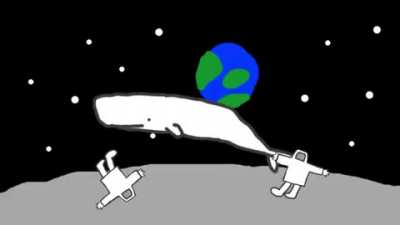 We're whalers on the moon, we carry a harpoon, but there ain't no whales so we tell tall tales and sing our whaling tune!