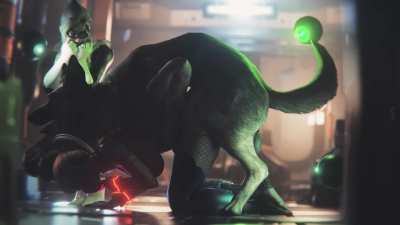 Felica Hardy bullying Samus Aran with the help of her knotty canine companion. Next time she thinks to try and collect the bounty on Black Cats head, Samus will rewatch the video remember her place!  [SRVN]
