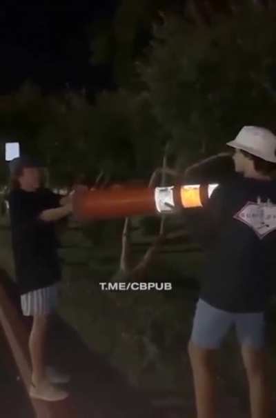 Firing fireworks inside a traffic cone