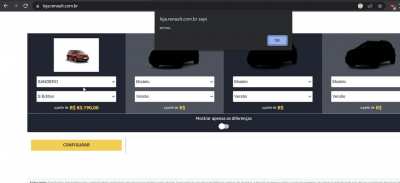 Tentando comprar um Sandero no site da Renault, o pr&oacute;prio site avisa que &eacute; furada