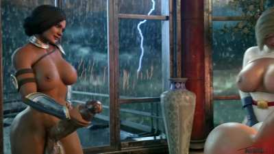 Wonder Woman &amp;amp; Power Girl pounding Catwoman (Rigid3D) [DC]